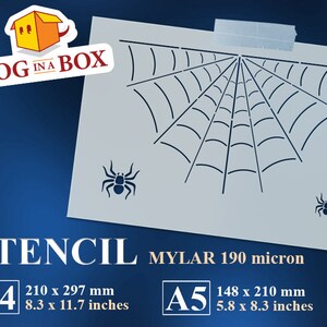 Spider web stencil n.1 - Reusable spiders stencil, halloween stencil, creepy stencil for painting, Stencils for wood, walls and fabrics