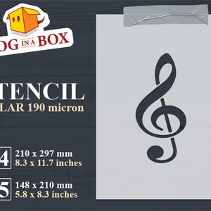 Treble clef stencil n.1 - Reusable music stencil, musical notes stencil for painting on walls, cakes, wood, fabrics