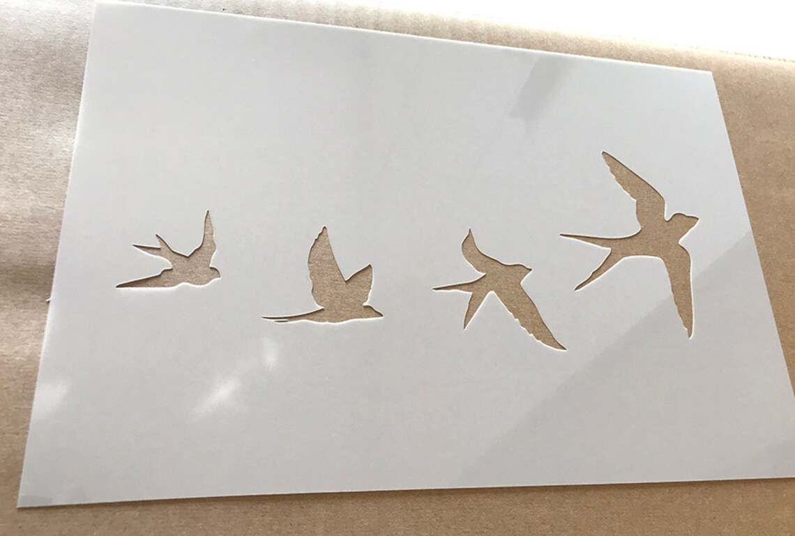 Birds Flying Stencil Flying Birds Stencil Swallows Stencil | Etsy
