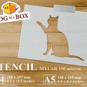 Cat Silhouette Stencil n.6: Reusable Mylar Craft Template