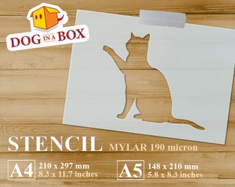 Cat Silhouette Schablone Nr.6: Wiederverwendbare Schablone für die Malerei auf Wänden, Holz, Stoffen, Haus- und Möbeldekor