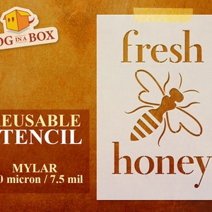 Fresh Honey Bee Stencil: Reusable Mylar Stencil for Painting