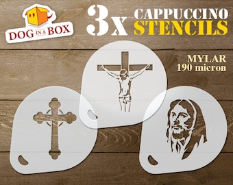 Jesus stencils n.2, Coffee stencils, Christ stencil, Christian stencil, Jesus stencil, Jesus, cookie stencils, face painting, cappuccino