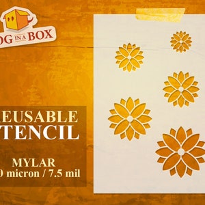 Flowers Stencil Set n.8: Reusable Mylar Stencils for Painting, DIY Decor