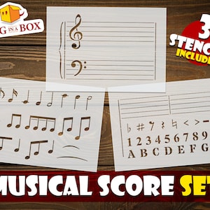 SET di stencil di note musicali, stencil musicali, stencil per cartelli in legno, stencil da parete con note musicali, stencil di canzoni, stencil da parete con musica, note musicali