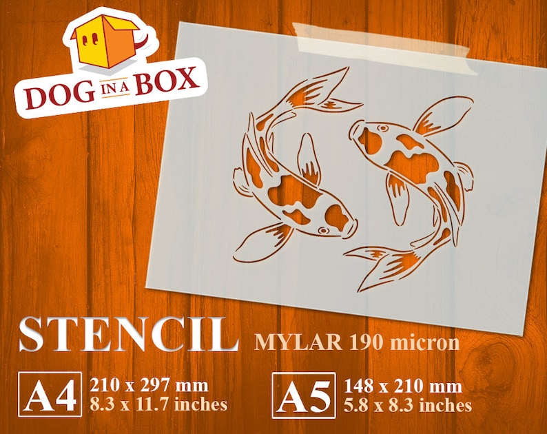Koi stencil n.1, fish stencil, japanese stencil, stencil for pai Koi stencil n.1, fish stencil, japanese stencil, stencil for pai