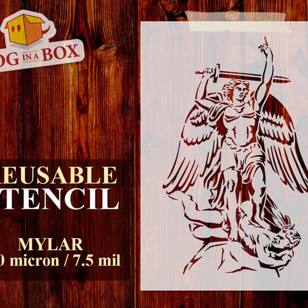 Saint Michael stencil n.4 - Reusable Guardian Angel stencil, Archangel stencil, stencil for Wood Signs, Church stencil, christian stencils