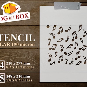 Music notes stencil n.2 - Reusable music stencil for cake, wood, wall and fabric decor.
