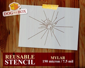 Shattered Glass Stencil: Reusable stencil for painting on windows, glass, plastic