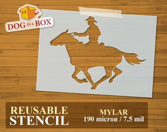 Cowboy Stencil n.3: reusable riding horse stencil for Western Decor on furniture, walls, wood, cakes
