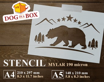 Bear Stencil: Reusable wild stencil for painting on walls, wood, furniture decor