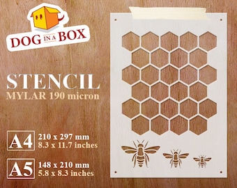 Honeycomb & Bees Stencil n.1: Reusable Mylar, DIY Decor