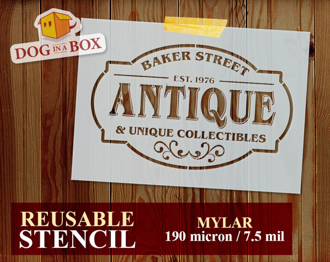 Antique Shop N.2 - Reusable Vintage Stencil Sign. English Old Style ...