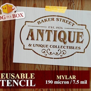 Vintage Shop Stencil n.2: Reusable English Font, A4 Mylar Sheet