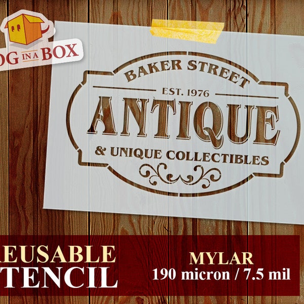 Antique stencil: Vintage Shop Stencil for painting on walls, wood, home and furniture decor