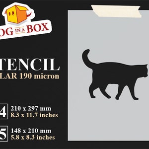 Cat Silhouette Stencil n.1: Reusable Mylar for Painting, Cake Decor