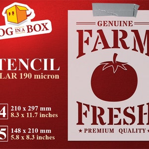 Stencil Farm Fresh Tomatoes: herbruikbare mylar-stencil om te schilderen