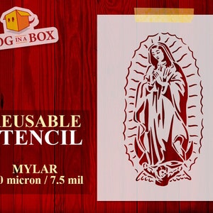 Plantilla de Nuestra Señora de Guadalupe n.° 1 - Plantilla reutilizable de María, Plantilla de la Virgen de Guadalupe, Señora orante, Plantilla mexicana, Santísima Virgen María