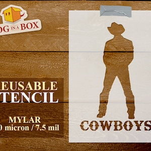 Stencil per toilette Cowboys n.1 - Stencil per segnaletica igienica riutilizzabile e divertente per bar di campagna e decorazioni per la casa. Stencil da bagno riutilizzabile per dipingere
