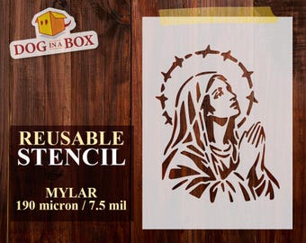Virgin Mary Stencil n.7: Reusable stencil for painting on wood, fabrics, cakes, walls
