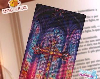 Cross bookmark n.1 - Christian stained glass effect bookmark. Transparent.