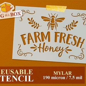 Farm Fresh Honey-stencil nr. 2: herbruikbare mylar-stencil voor houten borden