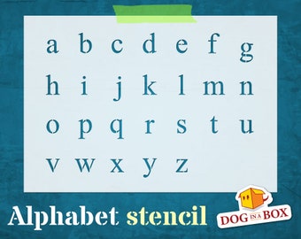 Stencil alfabeto minuscolo font n.12: lettere Stencil per dipingere su pareti, legno, decorazioni per torte e mobili