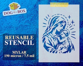Mary and Jesus stencil n.3: Reusable Nativity Stencil for painting on wall, wood, home, cake and furniture decor