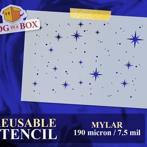 Stars stencil n.1 - Reusable stars pattern stencil, starry night stencil, stencil for wall, stencil for wood sign, stars stencil for nursery