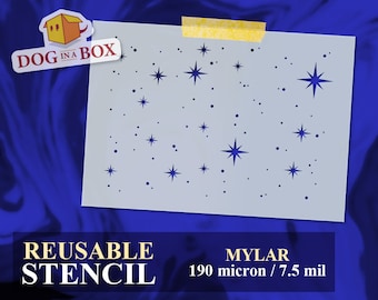 Stars stencil n.1 - Reusable stars pattern stencil, starry night stencil, stencil for wall, stencil for wood sign, stars stencil for nursery
