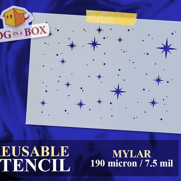Sterren stencil n.1 - Herbruikbare sterren patroon stencil, sterrennacht stencil, stencil voor muur, stencil voor houten bord, sterren stencil voor kinderkamer