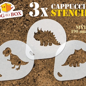 Dinosaurs stencils n.3 (set of 3), cute dinosaurs stencils, nursery stencil, t-rex, funny dinosaurs, stencils for wall, cookie stencils