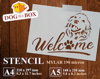 Welcome Dog Stencil n.2: Reusable Mylar Stencil for Wood Signs