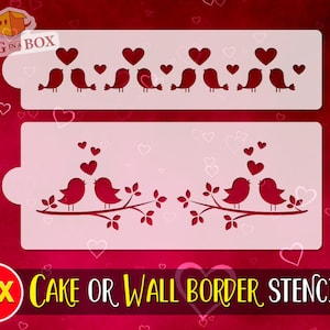 Love Birds Cake Border Stencil: Nursery Wall Decor (set of 2)