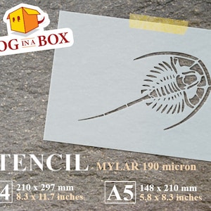Fossil Trilobite stencil n.1 - Reusable fossil stencil, jurassic stencil, prehistoric stencil, stencil for painting on wood and walls