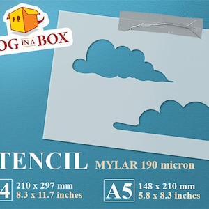 Clouds Stencil: Reusable Mylar for Walls, Wood, Fabrics