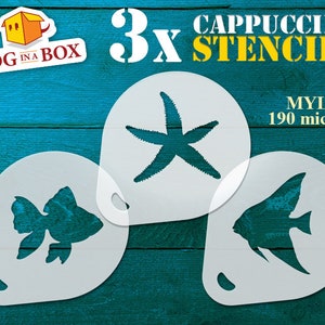 Sea Animal Stencil n.1: Fish, Starfish, Mylar Stencils (set of 3)