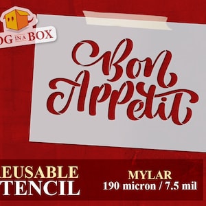 Bon Appetit stencil, reusable kitchen stencil, restaurant stencil, stencil for wall, stencils for wood signs