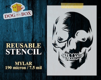 Skull Stencil n.5: Reusable Mylar Graffiti Art, DIY Craft