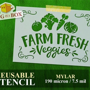 Farm Fresh Veggies Schablone Nr. 2: Wiederverwendbare Mylar Schablone für Holzschilder