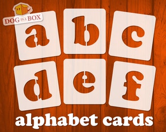 Lowercase Alphabet Stencils A-Z n.16: Set of 21 reusable letters Stencils for Painting on wood, wall, fabrics, furniture and cake decor