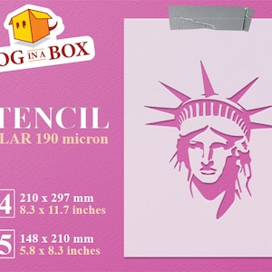 Stencil Statua della Libertà n. 2 - Stencil riutilizzabile di New York per legno, pareti, tessuti. Stencil americano per pittura e decorazione.