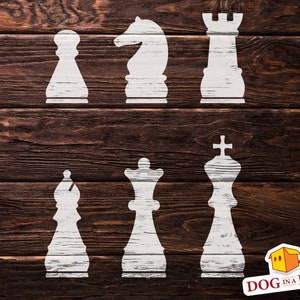 Chess Pieces Stencil N.1 - Chessboard Stencil, Board Games Stencil ...