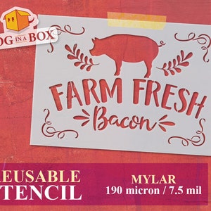 Farm Fresh Bacon-stencil nr. 2: herbruikbare Mylar-varkensbordsjabloon