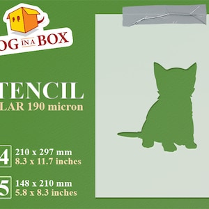 Kitty Silhouette Stencil n.3: Reusable Mylar for Painting, Cake Decor