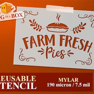 Sjabloon Farm Fresh Pies: herbruikbare mylar, bord bakkerij