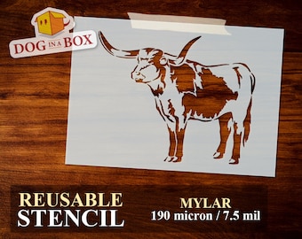 Texas Longhorn Stencil: Reusable Mylar Farm Animal Stencil
