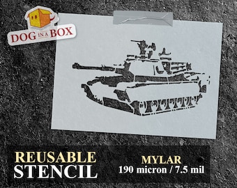 Tank Stencil: Reusable graffiti art stencil for painting on wall, wood, fabrics, clothes