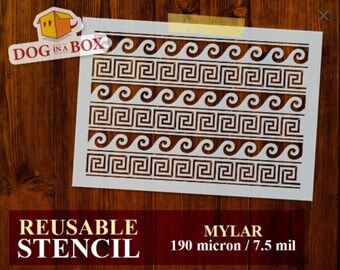 Stencil chiave greca n.4 - Stencil modello chiave greca riutilizzabile. Stencil con motivo greco per dipingere su pareti, legno, torte e tessuti