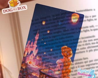 Rapunzel-bladwijzer nr. 2 - boekenlegger met cartoon-gebrandschilderd glaseffect. Transparant.
